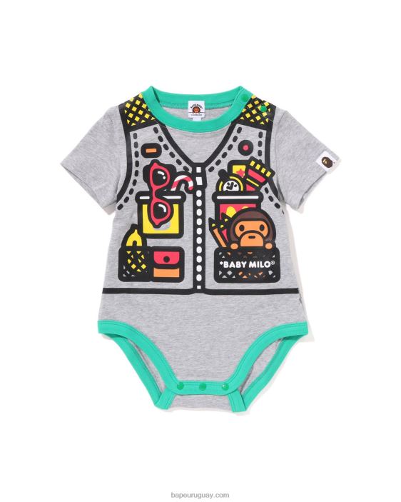 body con estampado de chaleco baby milo niños gris 26D801377 A Bathing Ape