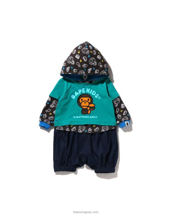 mameluco a capas de comida chatarra baby milo niños menta 26D801604 A Bathing Ape
