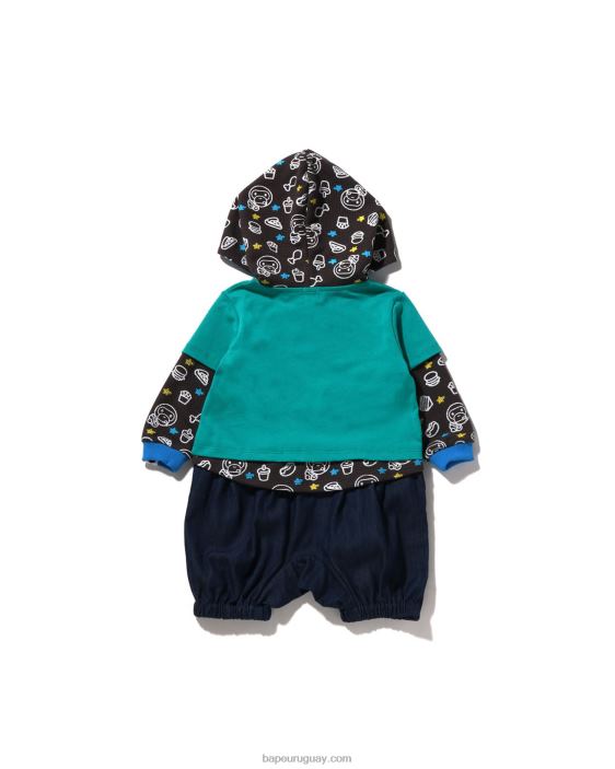 mameluco a capas de comida chatarra baby milo niños menta 26D801604 A Bathing Ape