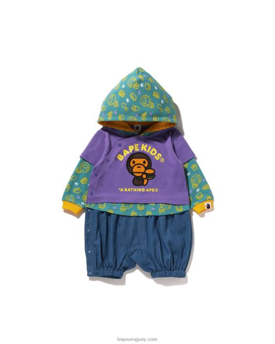 mameluco a capas de comida chatarra baby milo niños púrpura 26D801605 A Bathing Ape