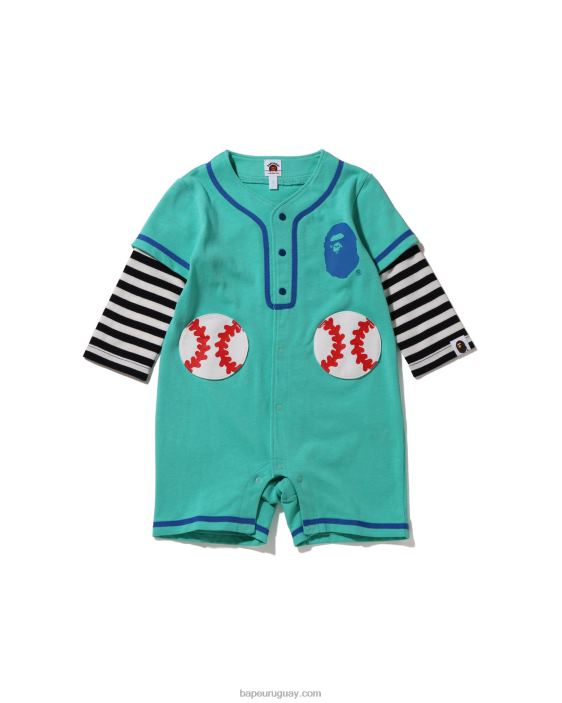 mamelucos en capas de la camisa de béisbol del aro niños menta 26D801569 A Bathing Ape