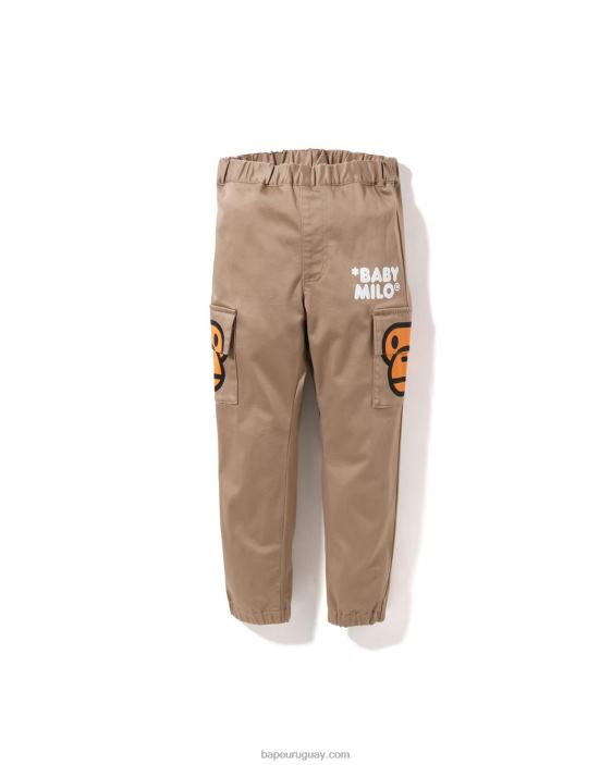 Pantalones baby milo con bolsillos laterales niños beige 26D801598 A Bathing Ape