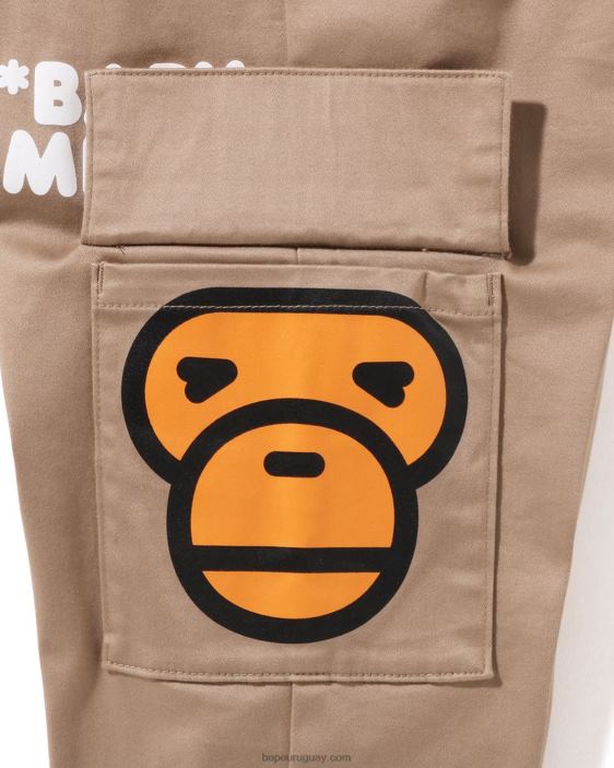 Pantalones baby milo con bolsillos laterales niños beige 26D801598 A Bathing Ape