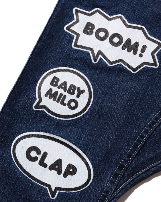 pantalones de mezclilla con globos de diálogo de baby milo niños mezclilla 26D801560 A Bathing Ape