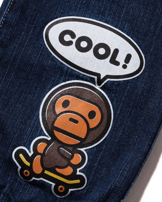 pantalones de mezclilla con globos de diálogo de baby milo niños mezclilla 26D801560 A Bathing Ape