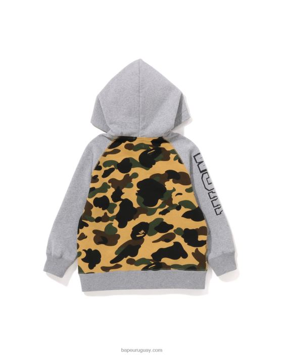 1st sudadera con capucha y cremallera con parche de tiburón camuflado niños amarillo 26D801500 A Bathing Ape