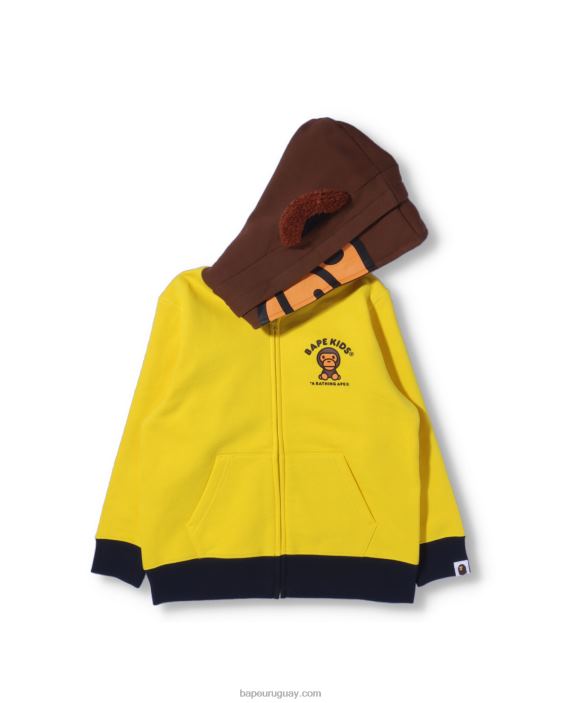 Sudadera con capucha y cremallera de Baby Milo Friends niños amarillo 26D801760 A Bathing Ape