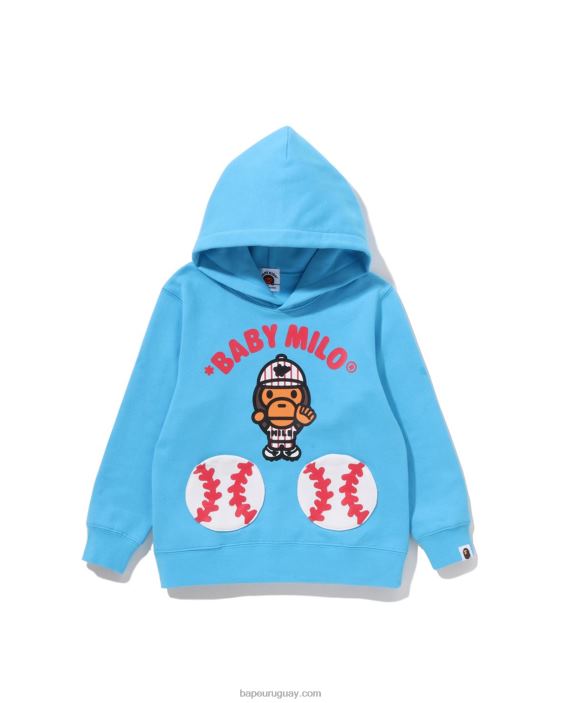 bebé milo béisbol sudadera con capucha niños cielo azul 26D801555 A Bathing Ape