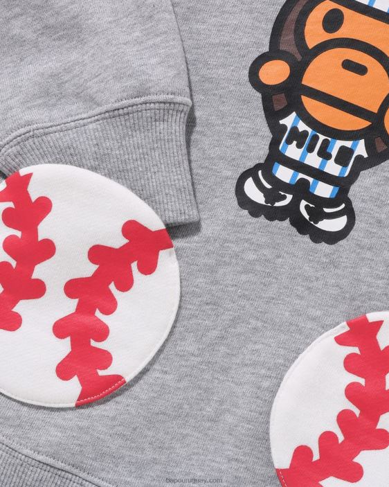 bebé milo béisbol sudadera con capucha niños gris 26D801556 A Bathing Ape