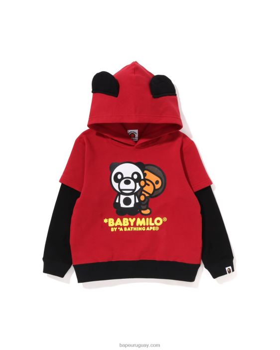 bebé milo panda sudadera con capucha a capas niños rojo brillante 26D801460 A Bathing Ape