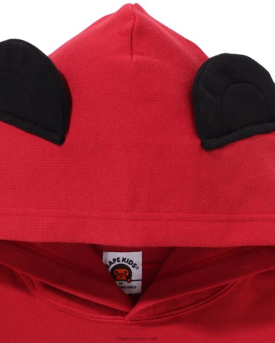 bebé milo panda sudadera con capucha a capas niños rojo brillante 26D801460 A Bathing Ape