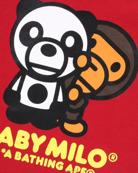 bebé milo panda sudadera con capucha a capas niños rojo brillante 26D801460 A Bathing Ape