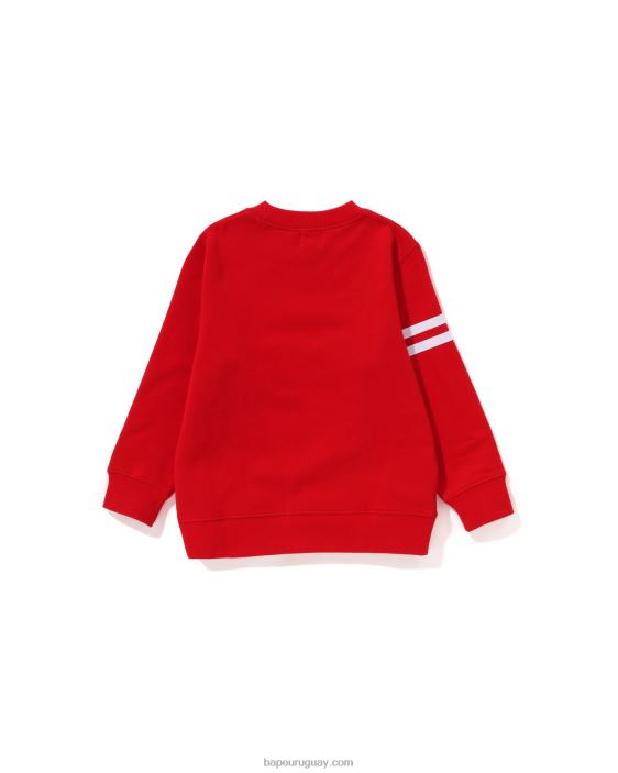 cuello redondo con el emblema de baby milo niños rojo brillante 26D801343 A Bathing Ape