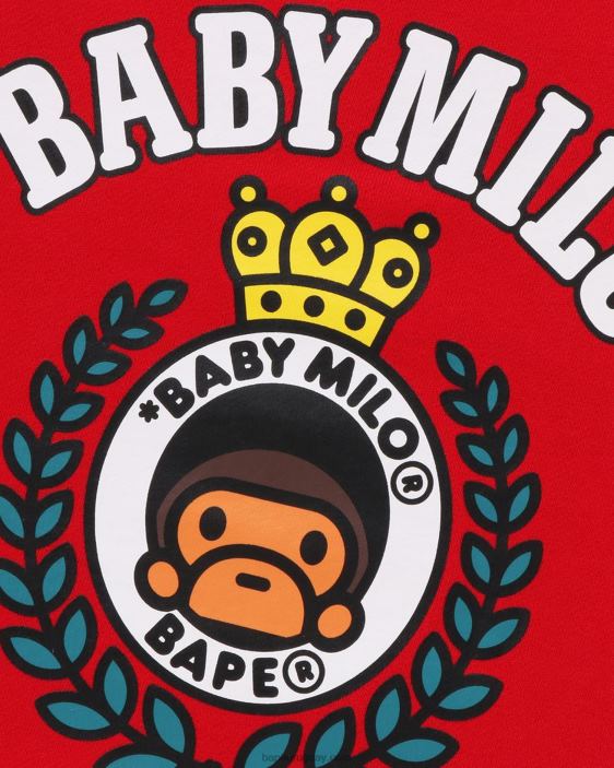 cuello redondo con el emblema de baby milo niños rojo brillante 26D801343 A Bathing Ape