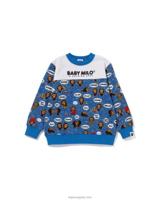cuello redondo con globo de diálogo de baby milo niños azul 26D801528 A Bathing Ape
