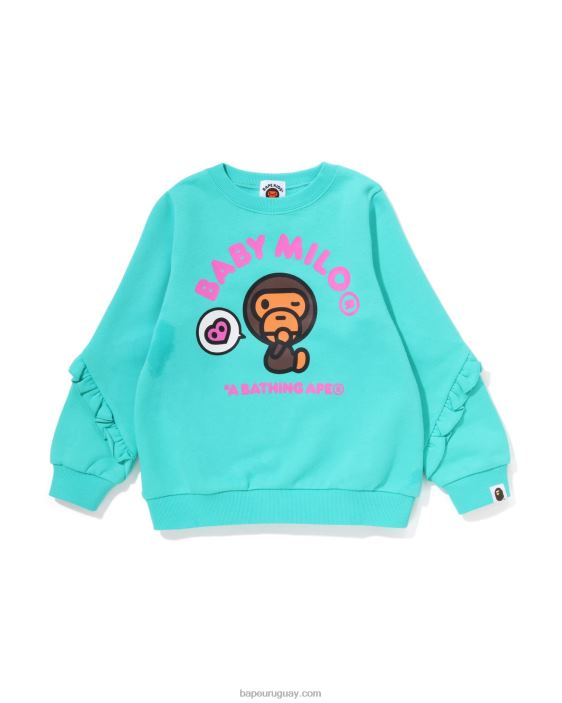 cuello redondo con volantes de corazón baby milo niños menta 26D801495 A Bathing Ape
