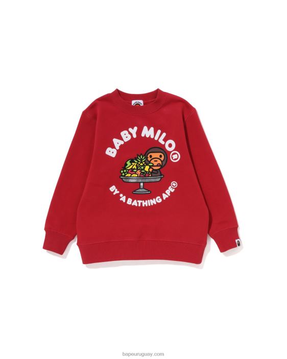 cuello redondo de frutas baby milo niños rojo brillante 26D801418 A Bathing Ape