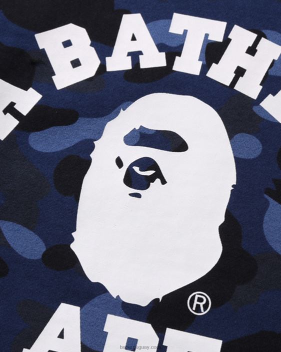 cuello redondo universitario de camuflaje de color niños Azul marino 26D801645 A Bathing Ape