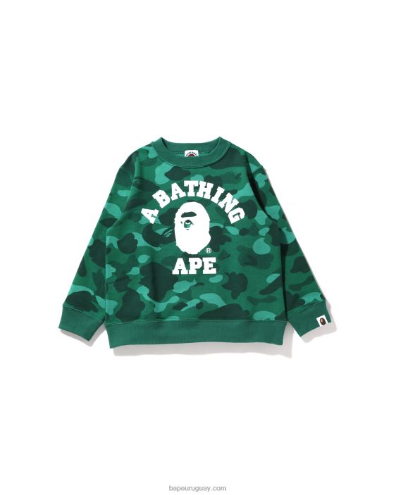cuello redondo universitario de camuflaje de color niños Esmeralda 26D801644 A Bathing Ape