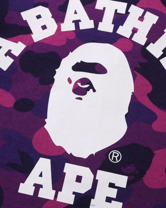 cuello redondo universitario de camuflaje de color niños púrpura 26D801646 A Bathing Ape