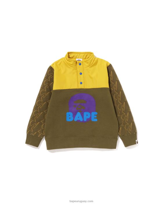 sta acolchado cabeza medio snap sudor niños caqui oscuro 26D801538 A Bathing Ape