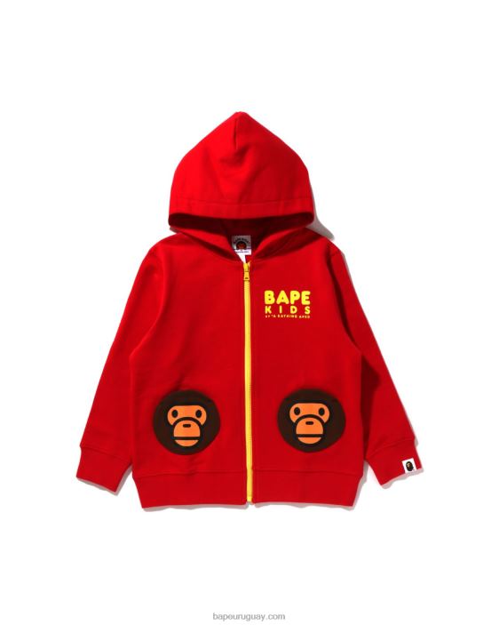 sudadera baby milo con cremallera y bolsillo niños rojo brillante 26D801626 A Bathing Ape