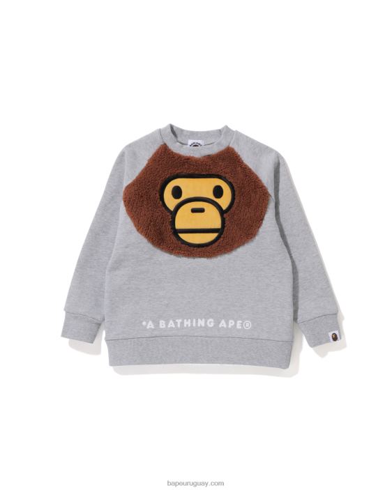 sudadera bebé milo con cuello redondo niños gris 26D801783 A Bathing Ape