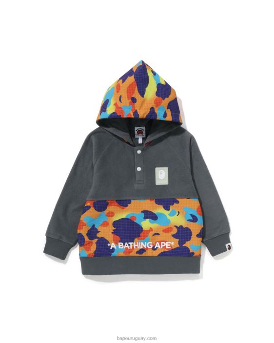 sudadera con capucha de forro polar con media cremallera y camuflaje de rejilla niños gris 26D801490 A Bathing Ape