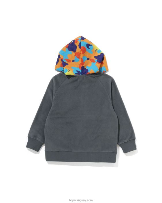 sudadera con capucha de forro polar con media cremallera y camuflaje de rejilla niños gris 26D801490 A Bathing Ape