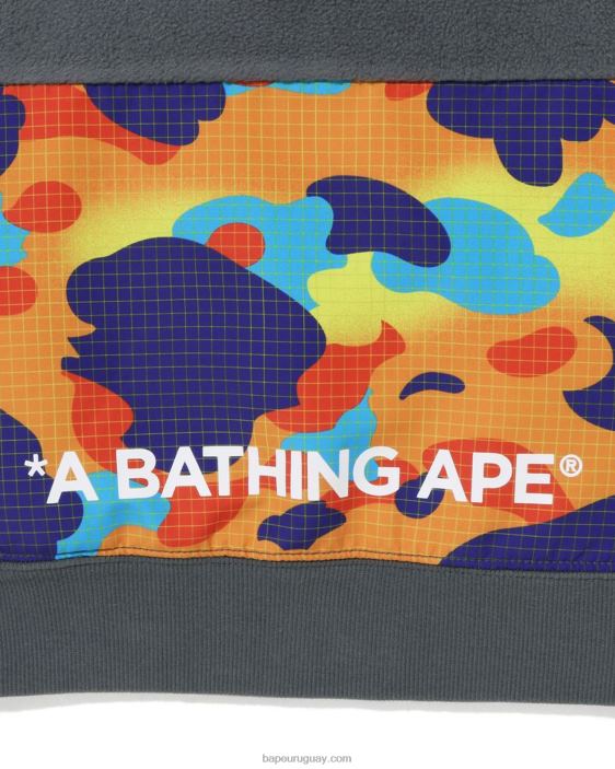 sudadera con capucha de forro polar con media cremallera y camuflaje de rejilla niños gris 26D801490 A Bathing Ape