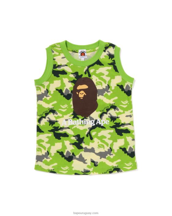camiseta sin mangas de camuflaje Woodland niños verde claro 26D801366 A Bathing Ape