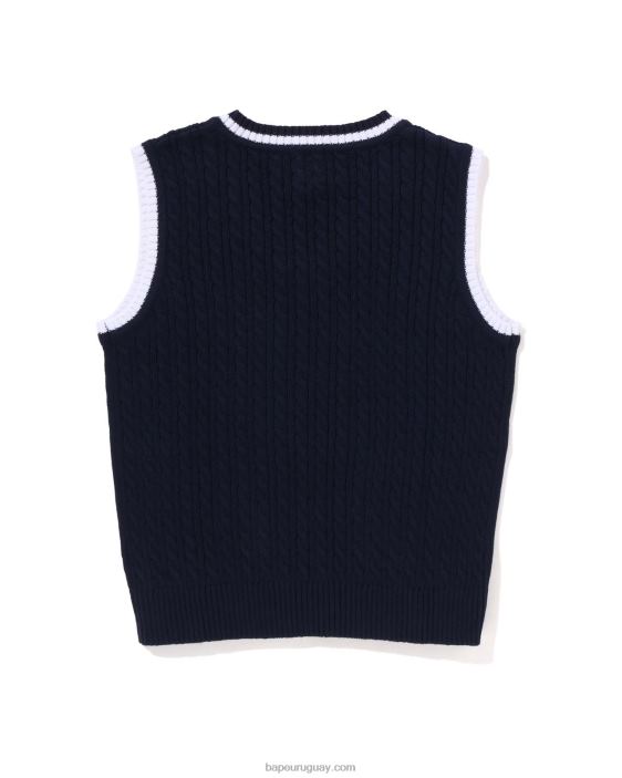 chaleco head b patch cable knit jr niños Azul marino 26D801437 A Bathing Ape