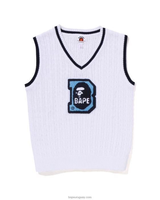 chaleco head b patch cable knit jr niños blanco 26D801438 A Bathing Ape