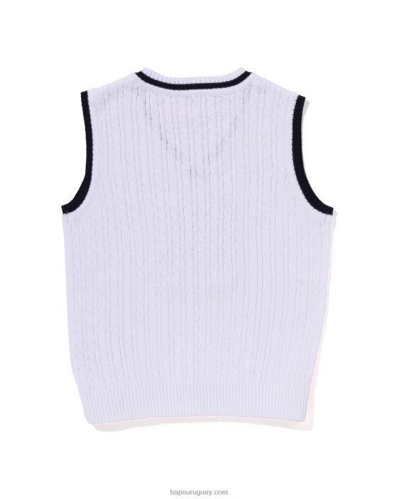 chaleco head b patch cable knit jr niños blanco 26D801438 A Bathing Ape