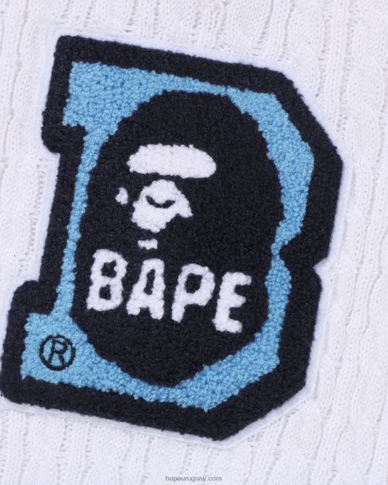 chaleco head b patch cable knit jr niños blanco 26D801438 A Bathing Ape