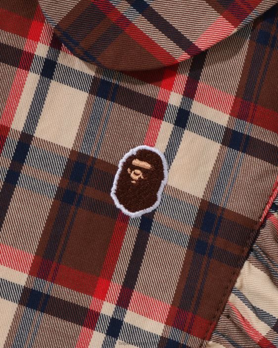 bañador mini a cuadros con cuello redondo niños rojo brillante 26D801327 A Bathing Ape