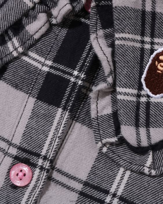 una pieza de cuello grande a cuadros niños gris 26D801524 A Bathing Ape