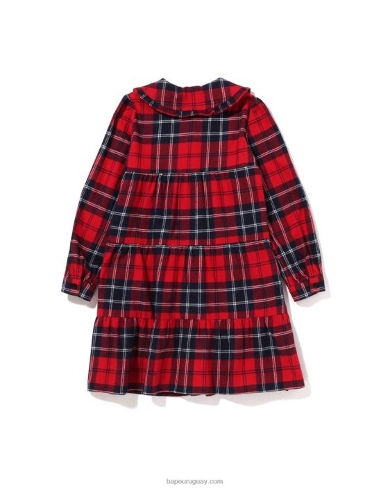 una pieza de cuello grande a cuadros niños rojo brillante 26D801525 A Bathing Ape