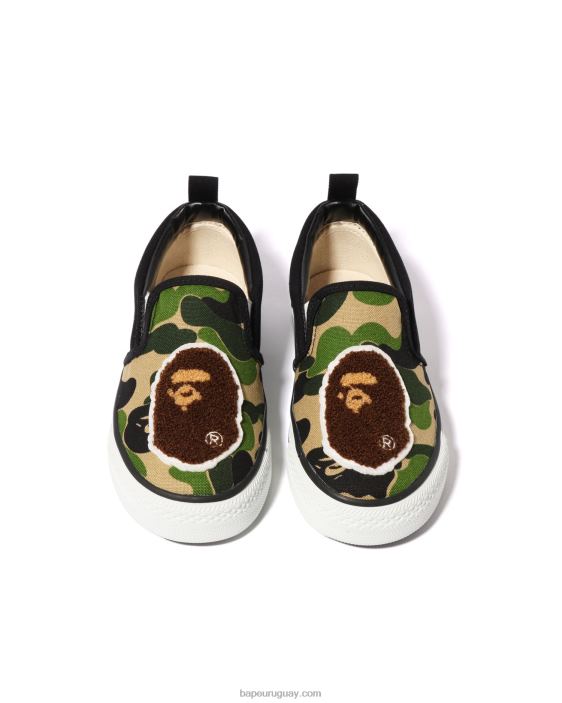 zapatillas sin cordones con parche de cabeza de camuflaje abc niños ejercito verde 26D801618 A Bathing Ape