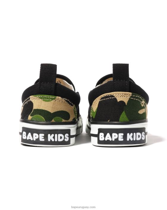 zapatillas sin cordones con parche de cabeza de camuflaje abc niños ejercito verde 26D801618 A Bathing Ape